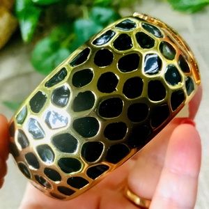 Black gold, ENAMEL stunning cuff bracelet HINGE -  FOR SHOW NEW CONDITION
